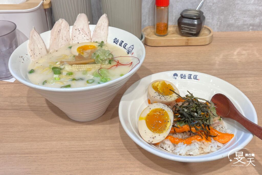 麵匡匡新莊佳瑪店;套餐明太子叉燒飯加溏心蛋;嫩胸雞白湯拉麵 麵匡匡新莊佳瑪店;套餐明太子叉燒飯加溏心蛋;嫩胸雞白湯拉麵